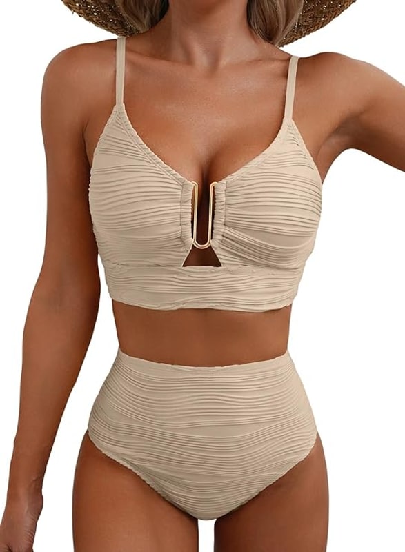 Bikini Ribbed High Waist with U Ring and Adjustable Straps 9