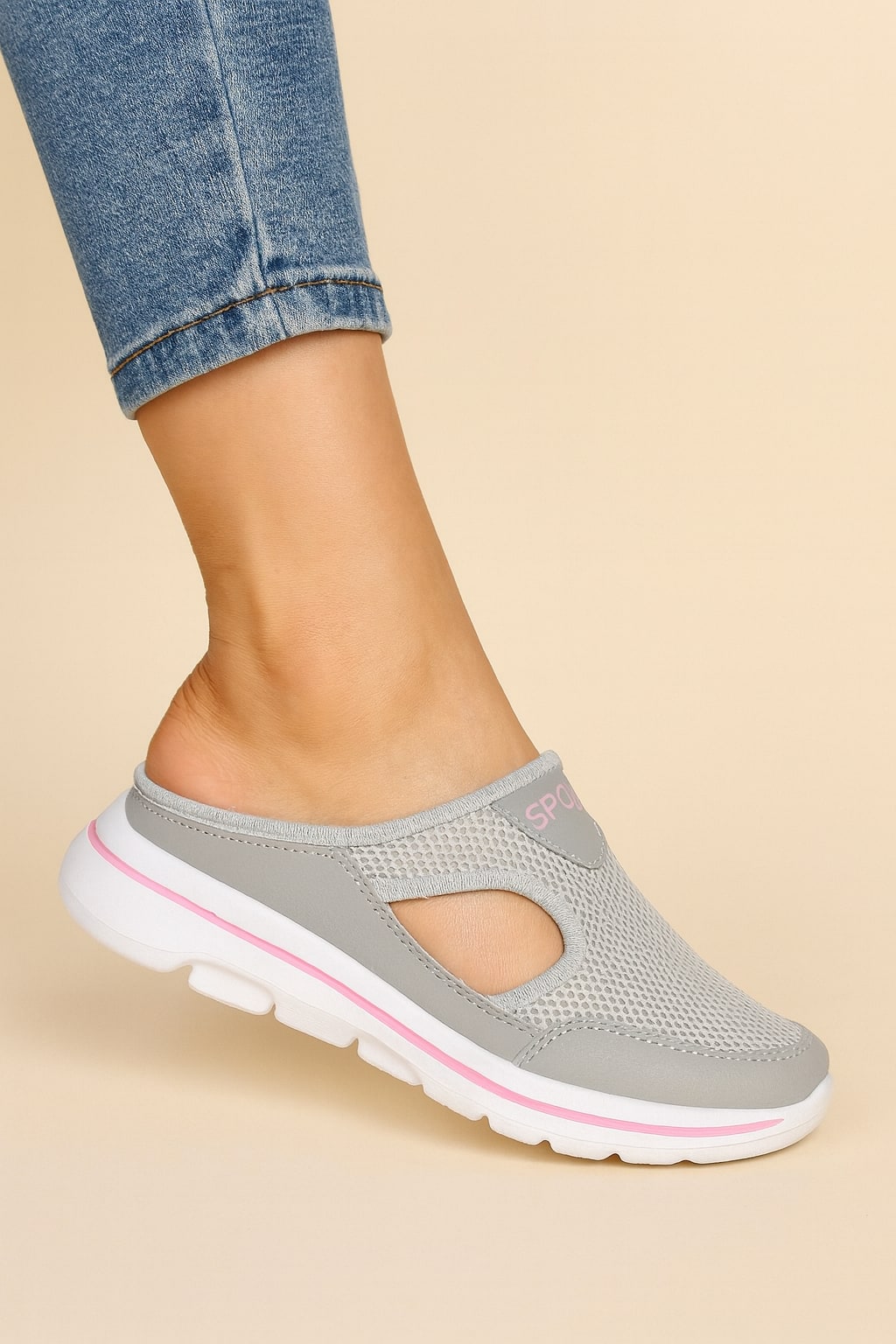 Sandals Backless Mesh Slip On Mule with Side Cut Out 4