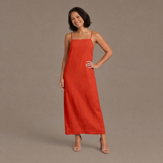 Boho Square Neck Strappy Maxi Dress with Relaxed Fit