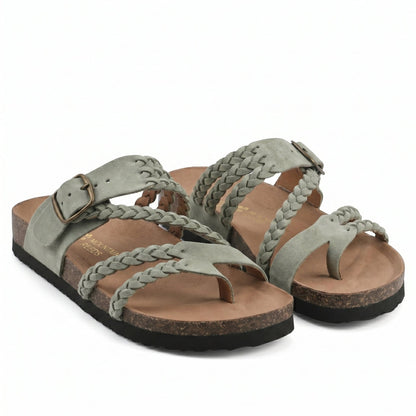 Braided Strap Cork Footbed Sandals with Adjustable Buckle 2