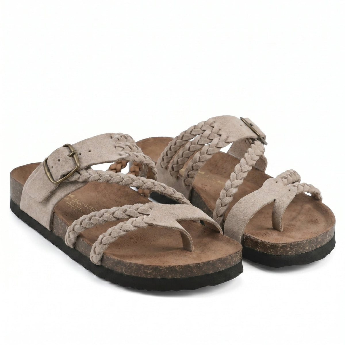 Braided Strap Cork Footbed Sandals with Adjustable Buckle 3