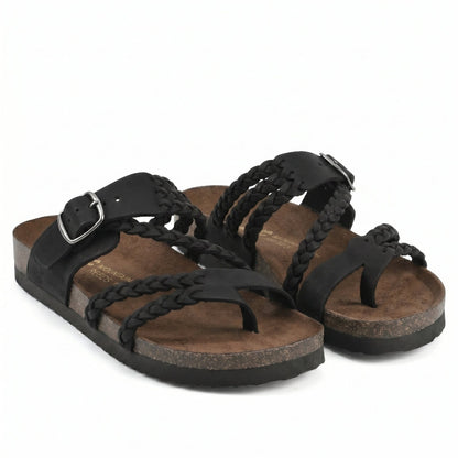 Braided Strap Cork Footbed Sandals with Adjustable Buckle 4