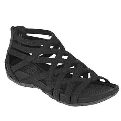 Caged Gladiator Flat Sandals with Back Zip 2