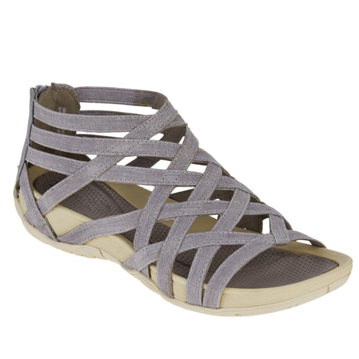 Caged Gladiator Flat Sandals with Back Zip 4