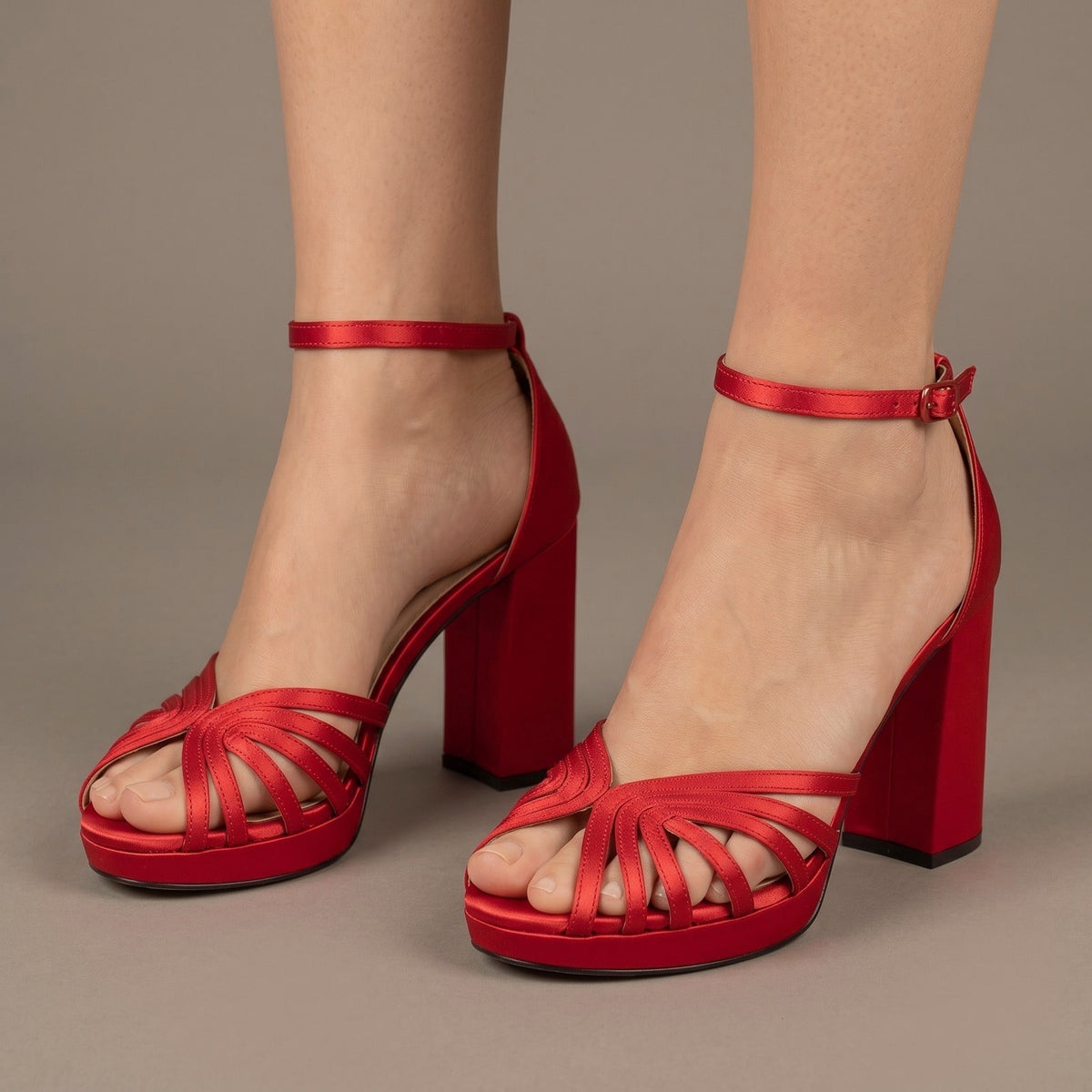 Heels Classic Platform Block with Ankle Strap and Open Toe 1
