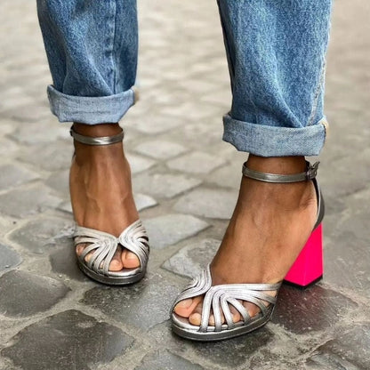 Heels Classic Platform Block with Ankle Strap and Open Toe 3