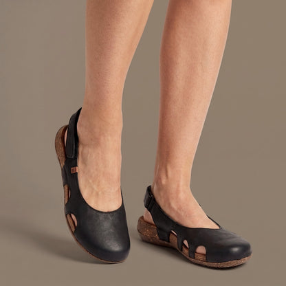 Sandals with Closed Toe, Slingback Cut Out Flats, Cork Sole 1