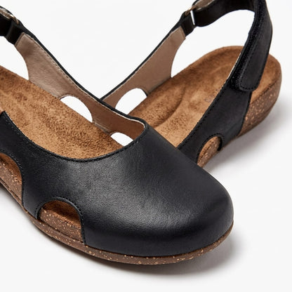 Sandals with Closed Toe, Slingback Cut Out Flats, Cork Sole 4