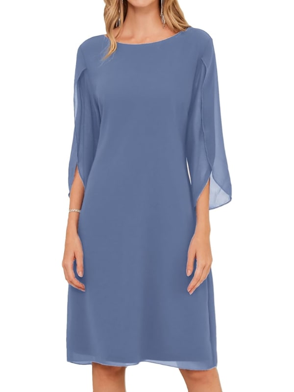 Cocktail Dress, Elegant Midi Dress with Layered Sleeves 2