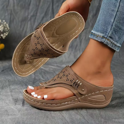 Comfort Toe Post Wedge Sandals with Cushioned Footbed 6