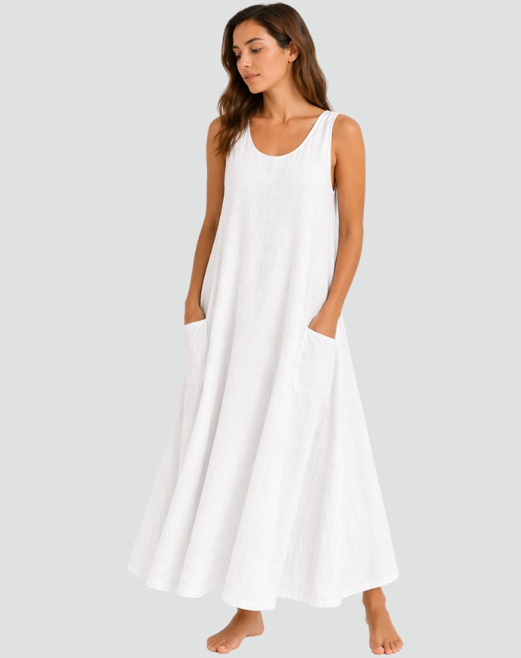 Sleeveless A-Line Maxi Dress with Pockets, Summer Dress 8