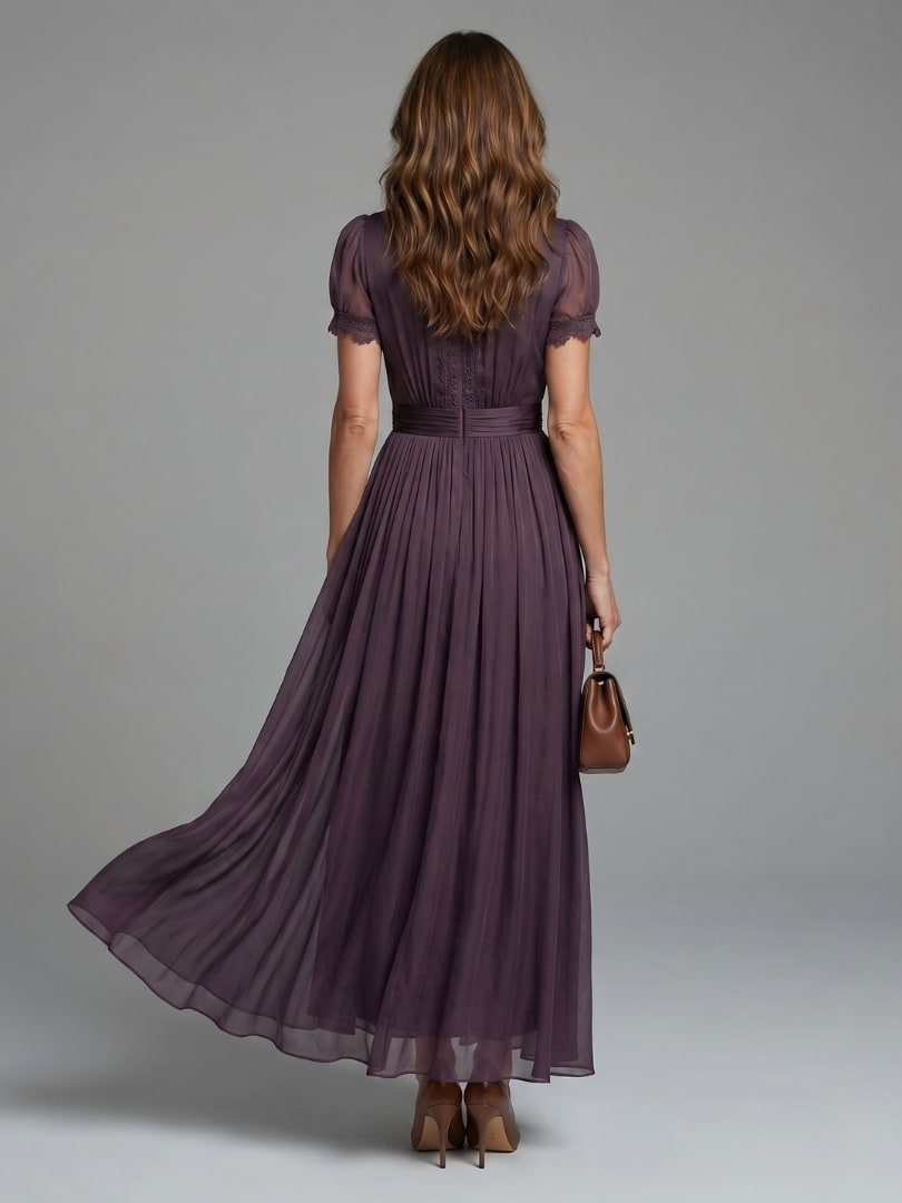 Elegant Chiffon Maxi Dress with Gathered Waist for Formal 3