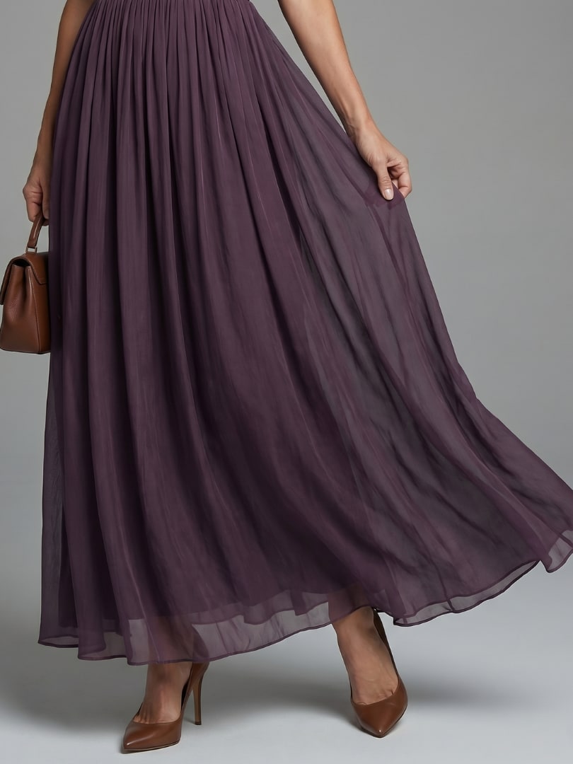 Elegant Chiffon Maxi Dress with Gathered Waist for Formal 5