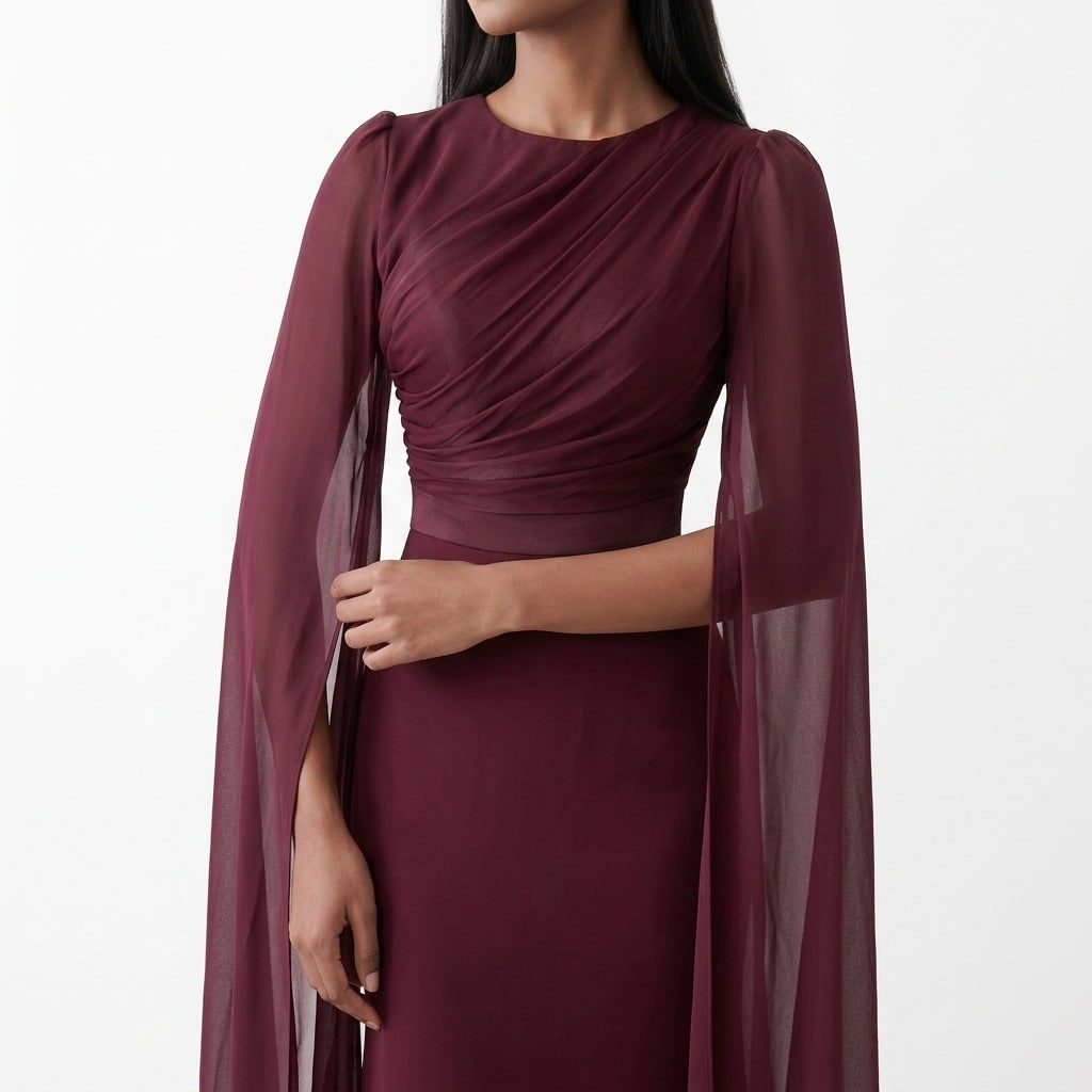 Lace Maxi Dress with Cape Sleeves and Lace-Up Back 6