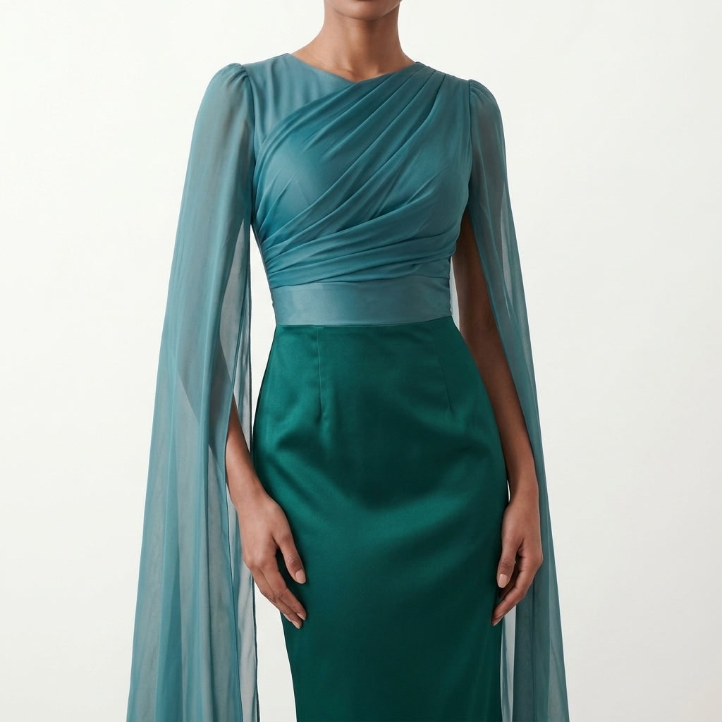 Lace Maxi Dress with Cape Sleeves and Lace-Up Back 8