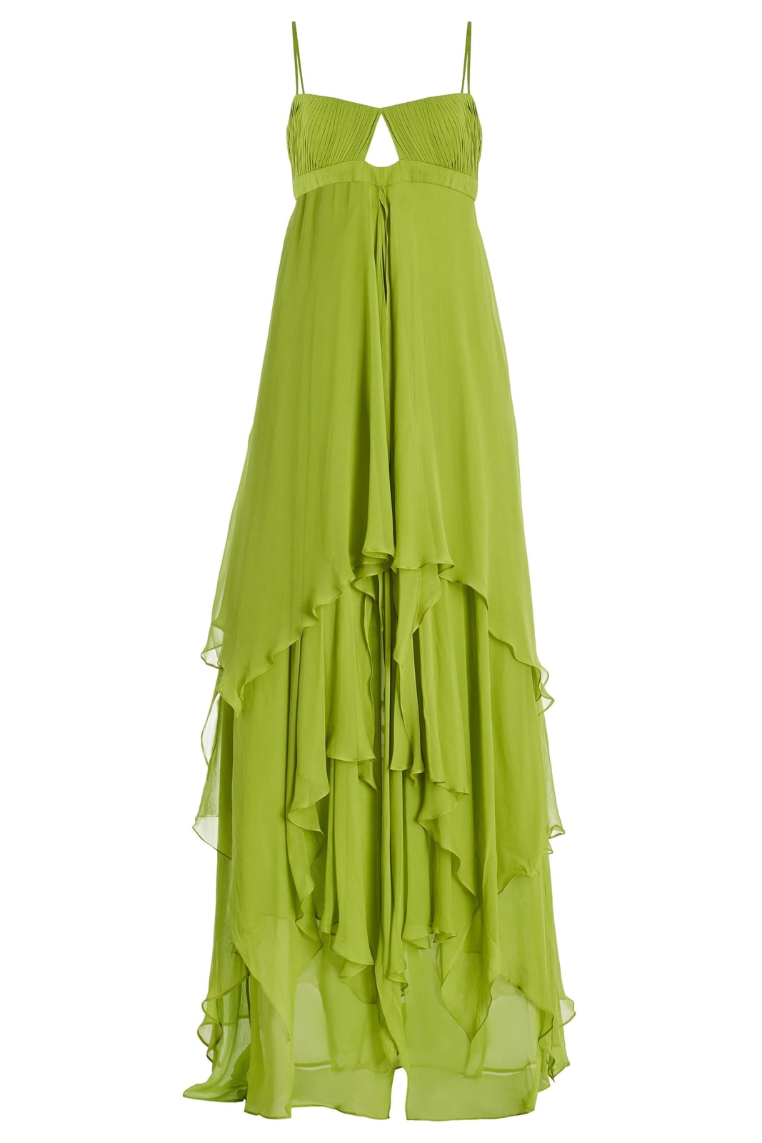 Lime green tiered maxi dress flat lay 6