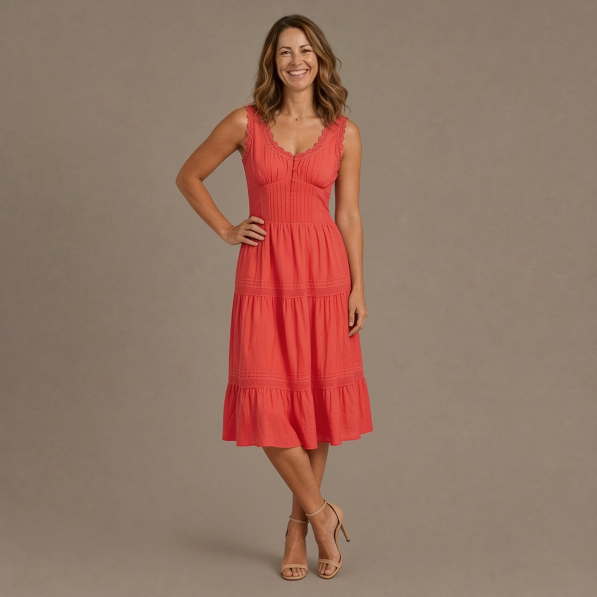 Embroidered Corset Effect Midi Dress