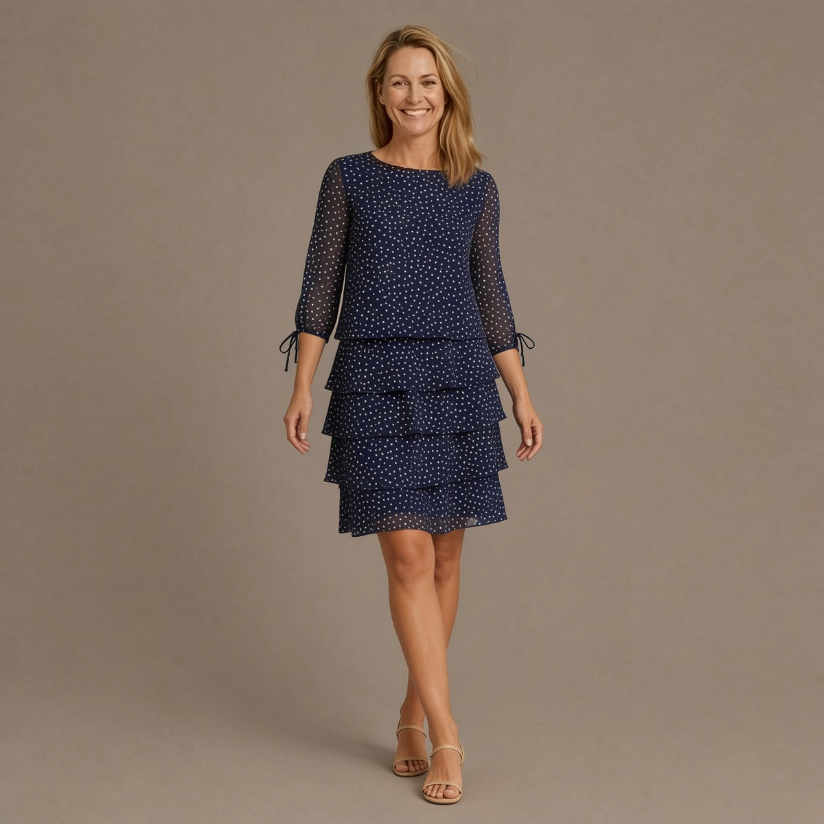 Layered Polka Dot Midi Dress
