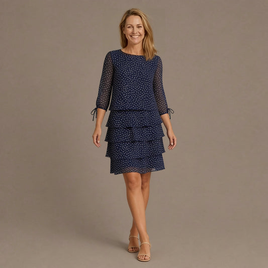 Layered Polka Dot Midi Dress