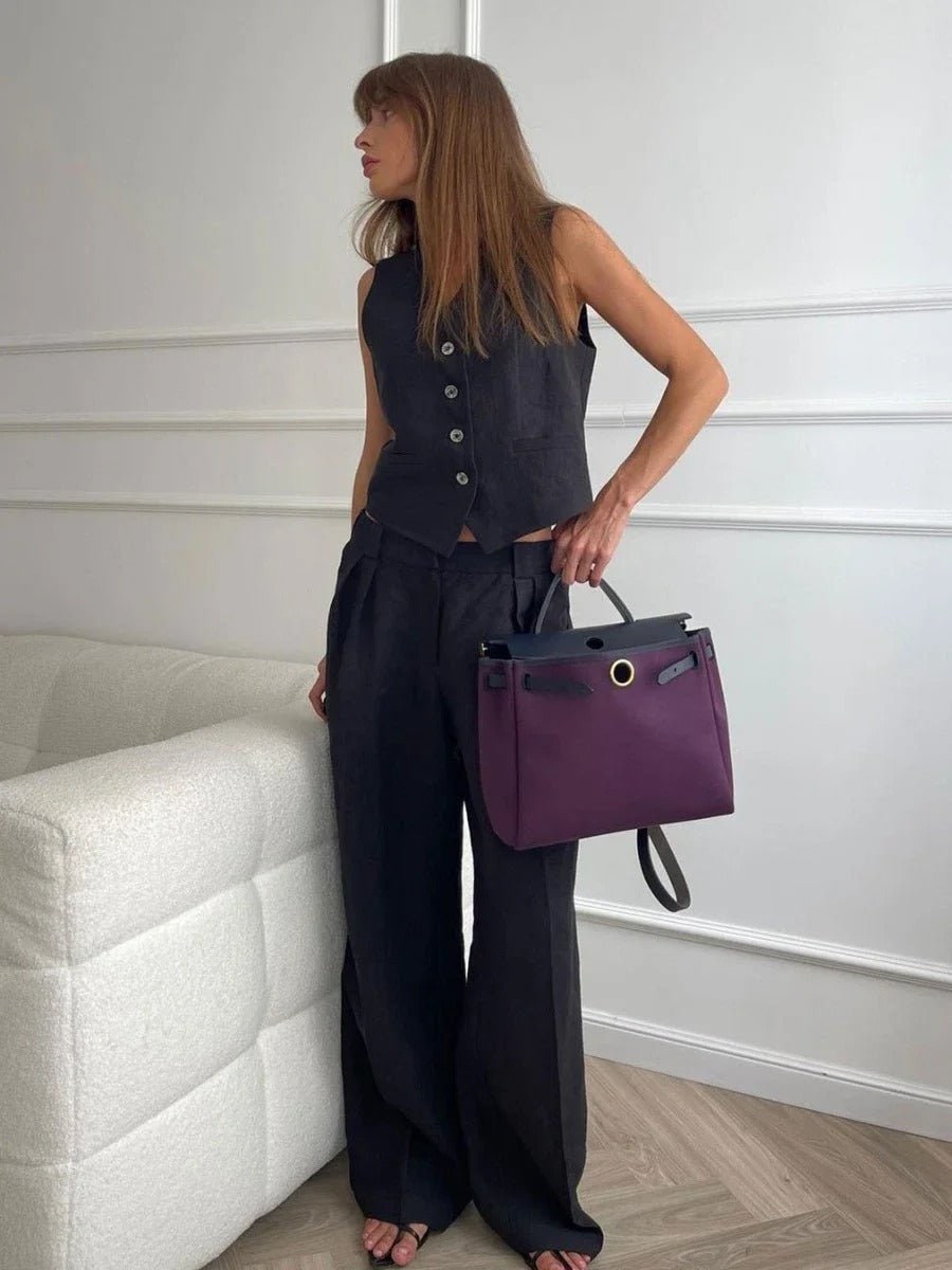 Linen Vest and Wide Leg Trousers Set for Smart Summer Looks 3