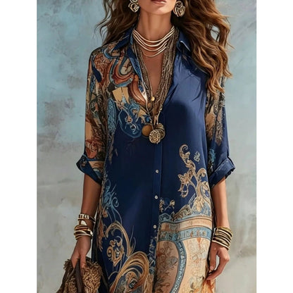 Maxi Summer Dress, Paisley Button Down Shirt Dress Plus Size 10