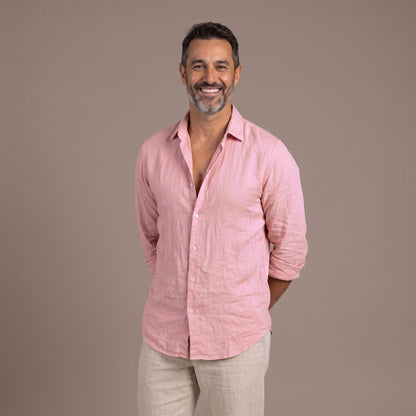 Linen Shirt for Men Cotton Linen Long Sleeve Button Up