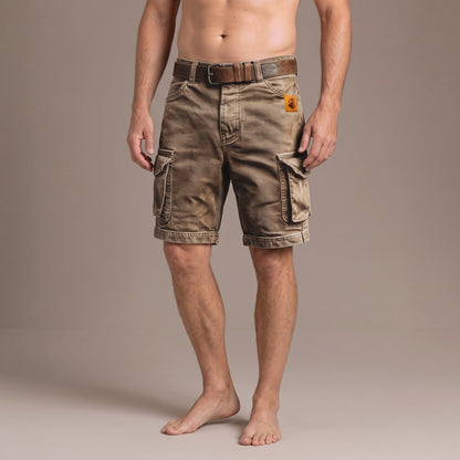 Vintage Cargo Shorts for Men with Large Flap Pockets