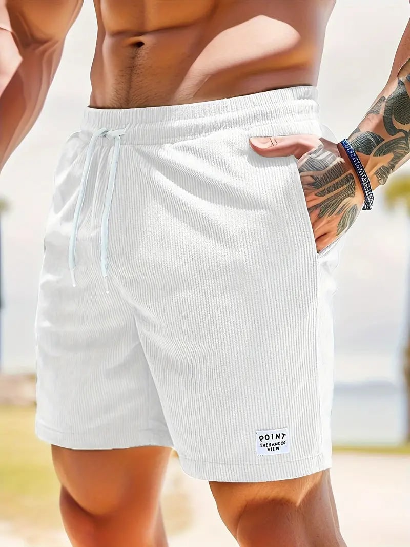 Mens Corduroy Look Swim Shorts in White