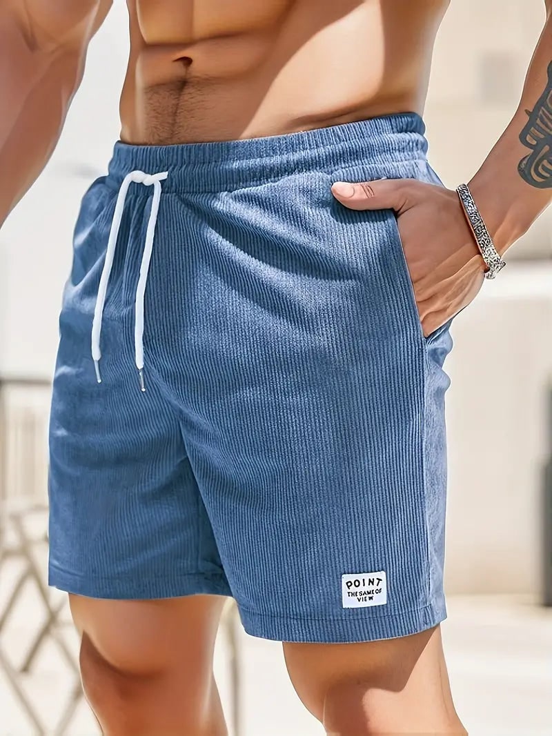 Mens Corduroy Look Swim Shorts in Blue