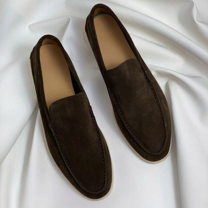 Mens suede loafers in Dark Brown