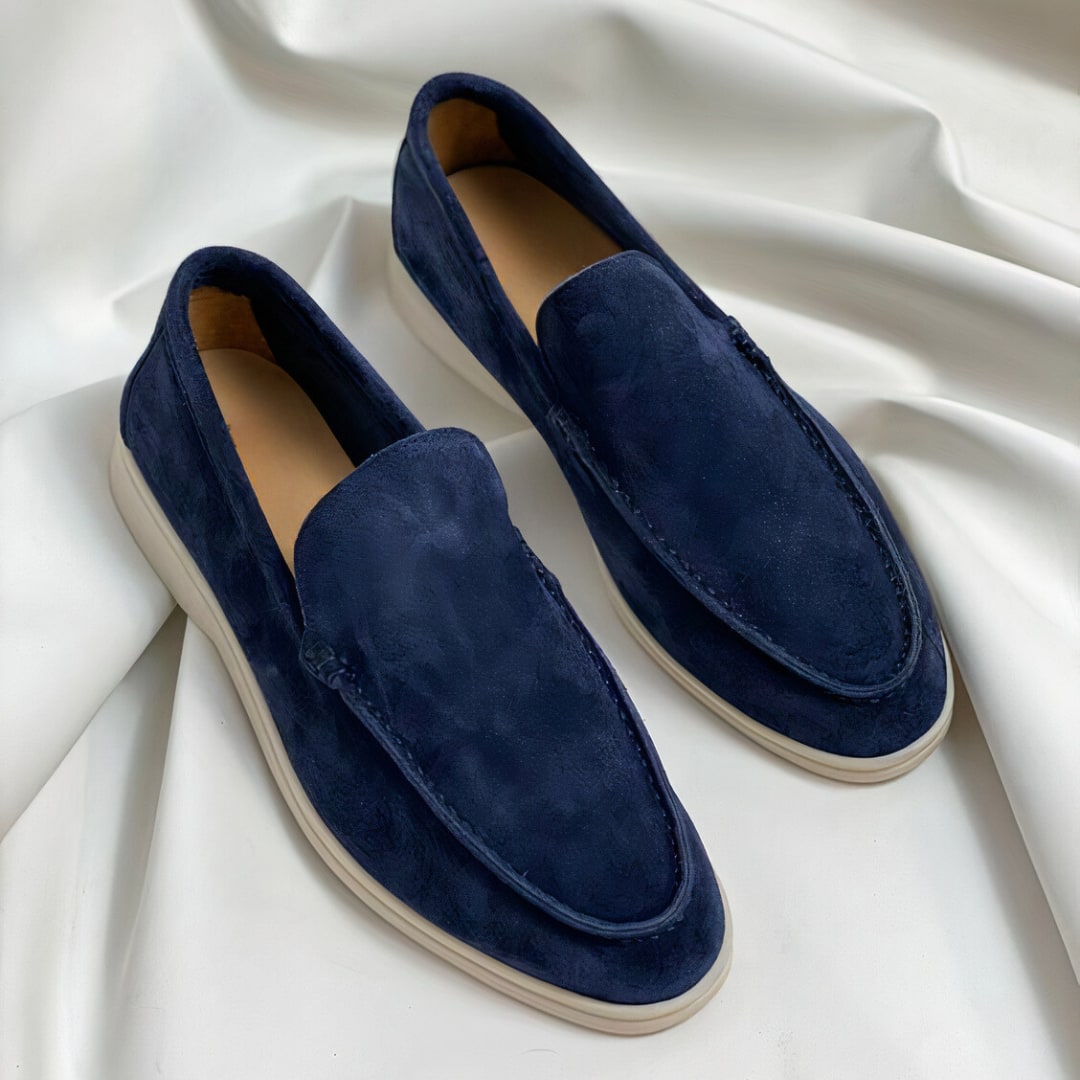 Mens suede loafers in Navy Blue