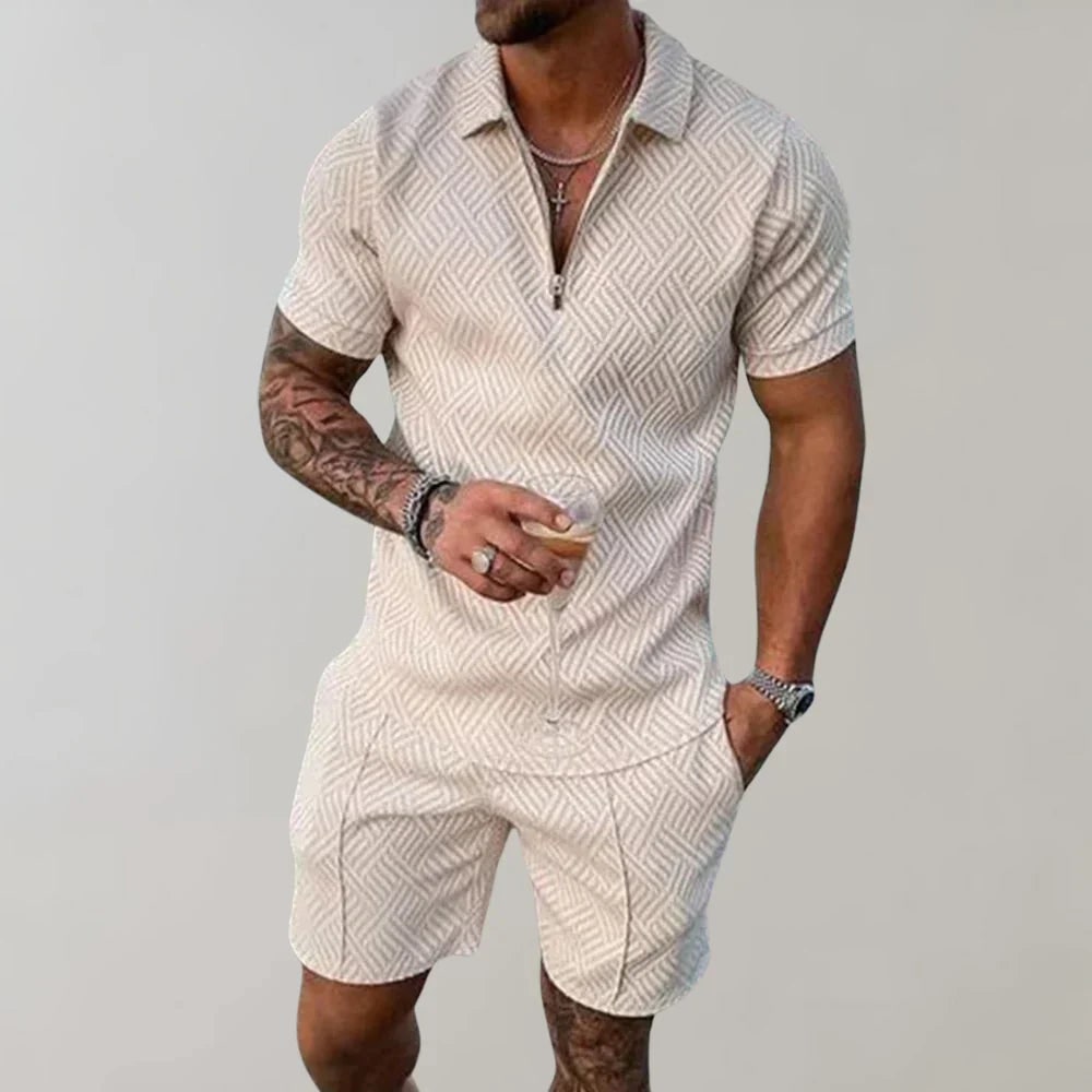 Mens Two-Piece Summer Set in Olive