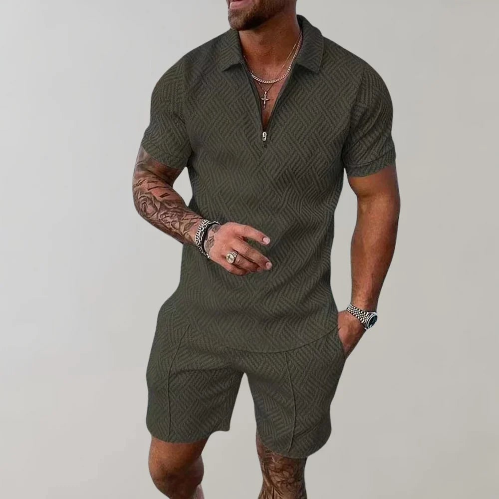 Mens Two-Piece Summer Set in Navy Blue