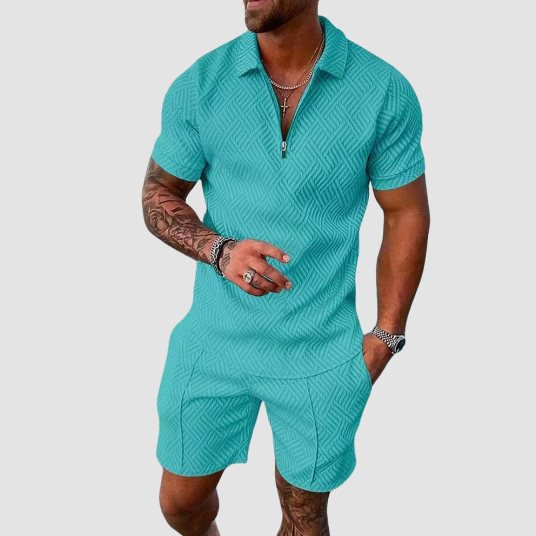 Mens Two-Piece Summer Set in Mustard