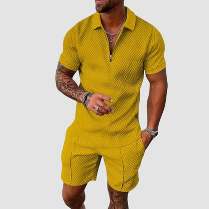 Mens Two-Piece Summer Set in Coral Pink