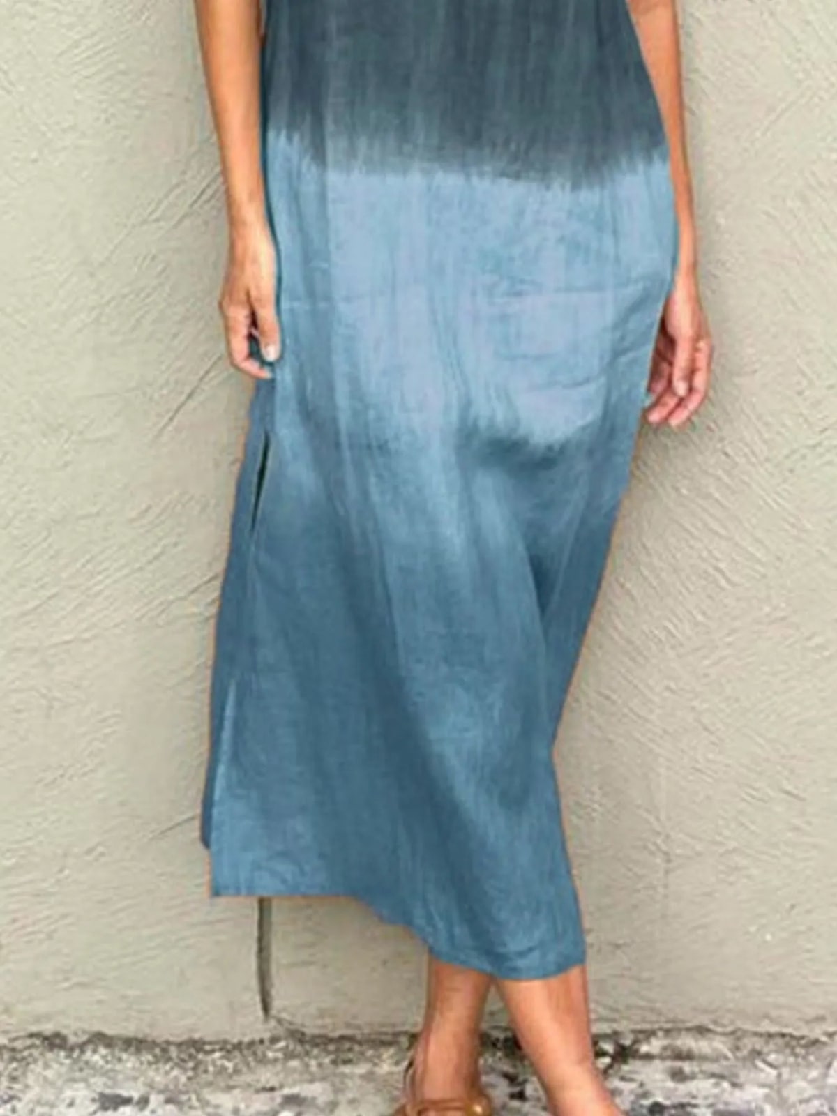 Midi Summer Dress, Sleeveless Gradient Tank Dress Plus Size 3