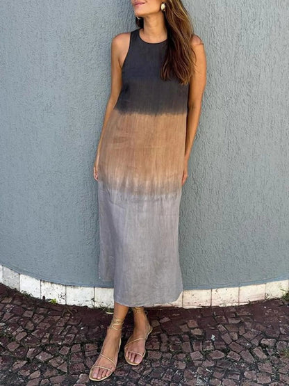 Midi Summer Dress, Sleeveless Gradient Tank Dress Plus Size 5