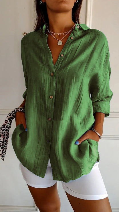 Oversized Button Down Linen Shirt with Relaxed Fit 5