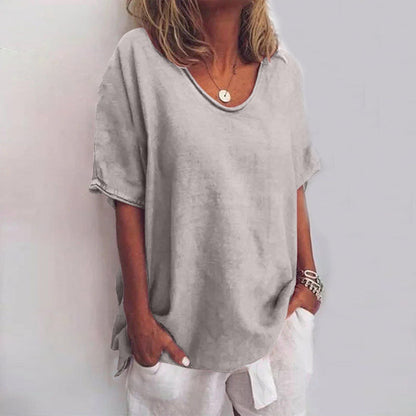 Oversized Round Neck T Shirt with Short Sleeves, Loose Fit 2