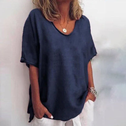 Oversized Round Neck T Shirt with Short Sleeves, Loose Fit 5