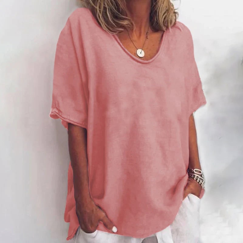 Oversized Round Neck T Shirt with Short Sleeves, Loose Fit 7