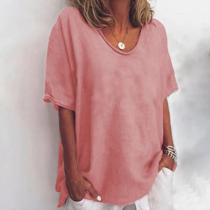 Oversized Round Neck T Shirt with Short Sleeves, Loose Fit 7