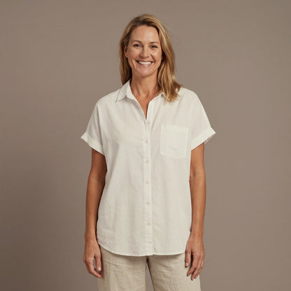 Oversized Shirt with Short Sleeves and Chest Pocket 1