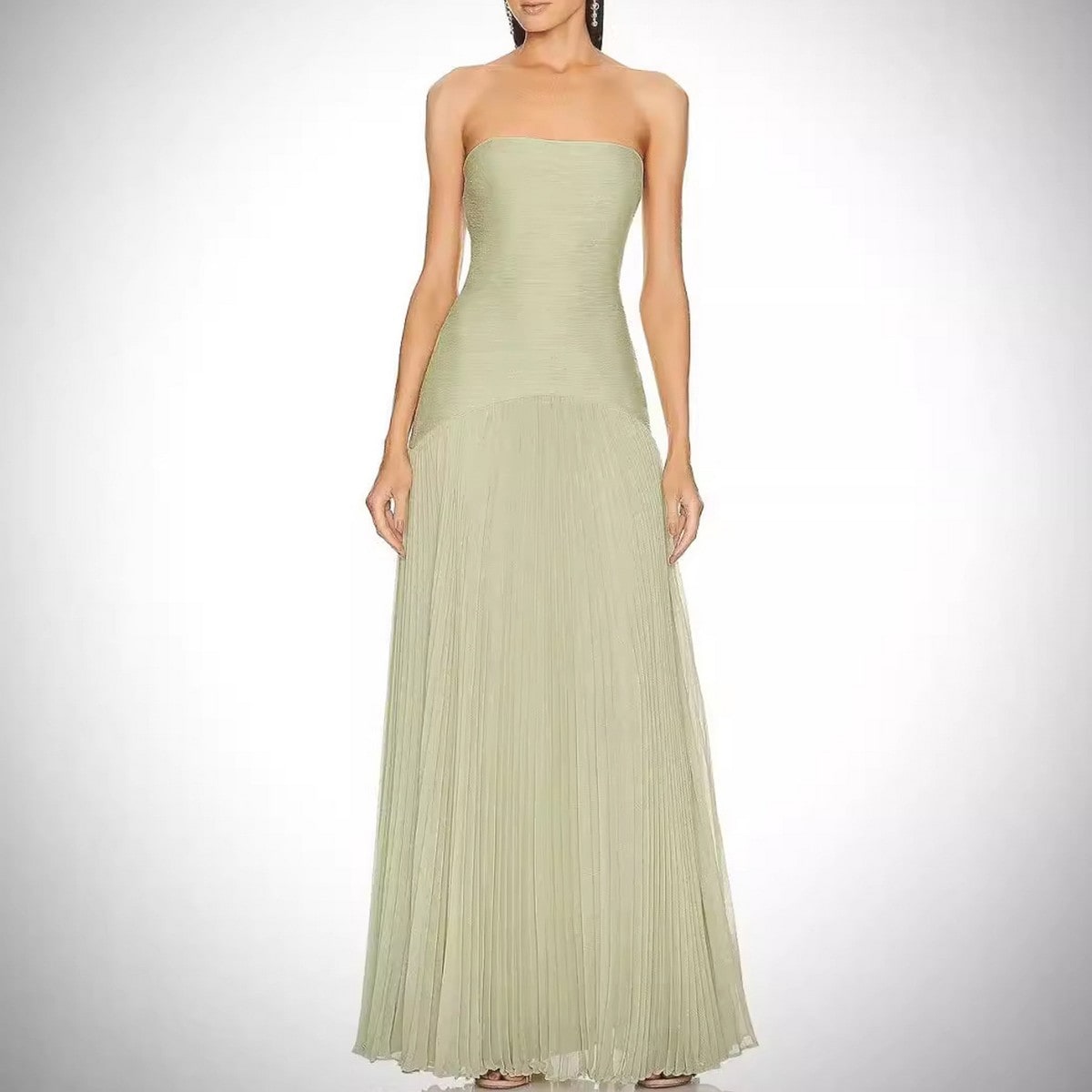Pleated Maxi Formal Dress, Strapless Evening Gown 2