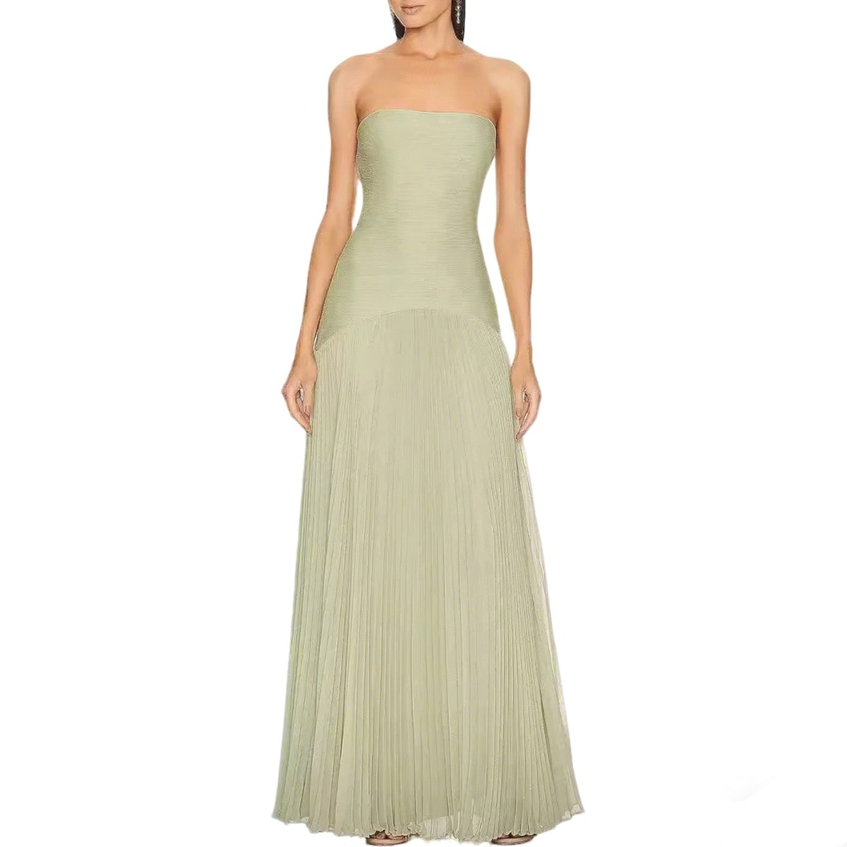 Pleated Maxi Formal Dress, Strapless Evening Gown 4