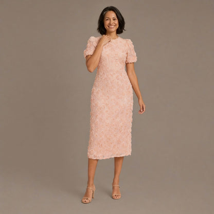 Puff Sleeve Floral Midi Dress