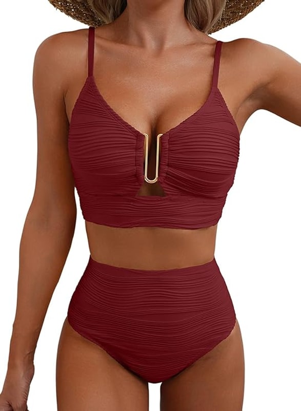 Bikini Ribbed High Waist with U Ring and Adjustable Straps 4