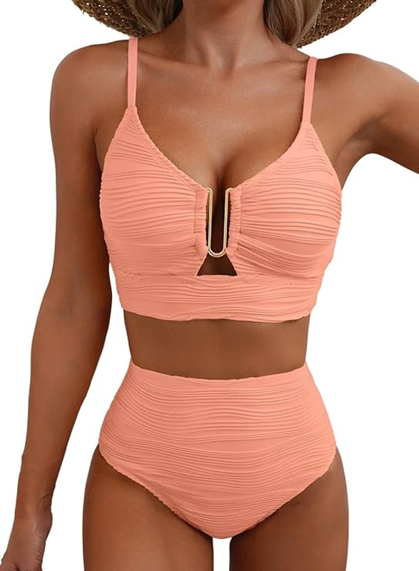 Bikini Ribbed High Waist with U Ring and Adjustable Straps 6