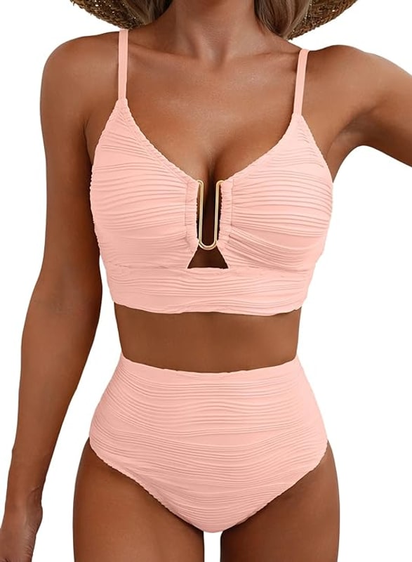 Bikini Ribbed High Waist with U Ring and Adjustable Straps 8