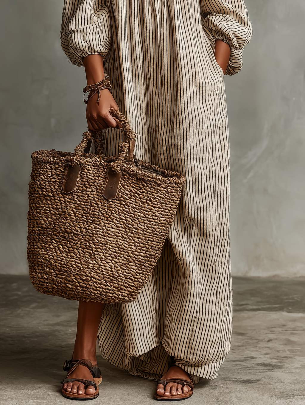 Off Shoulder Maxi Dress, Striped Dress with Balloon Sleeves 6